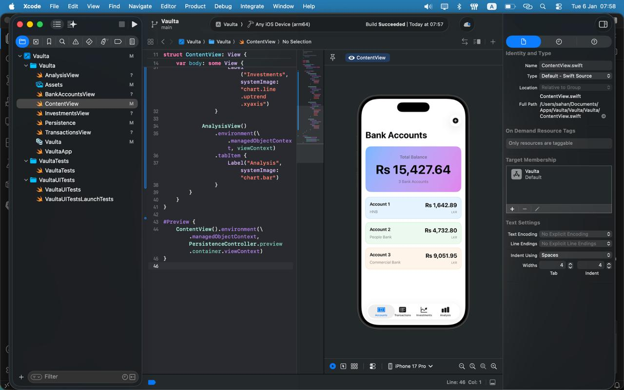 Money Management App (Vaulta)